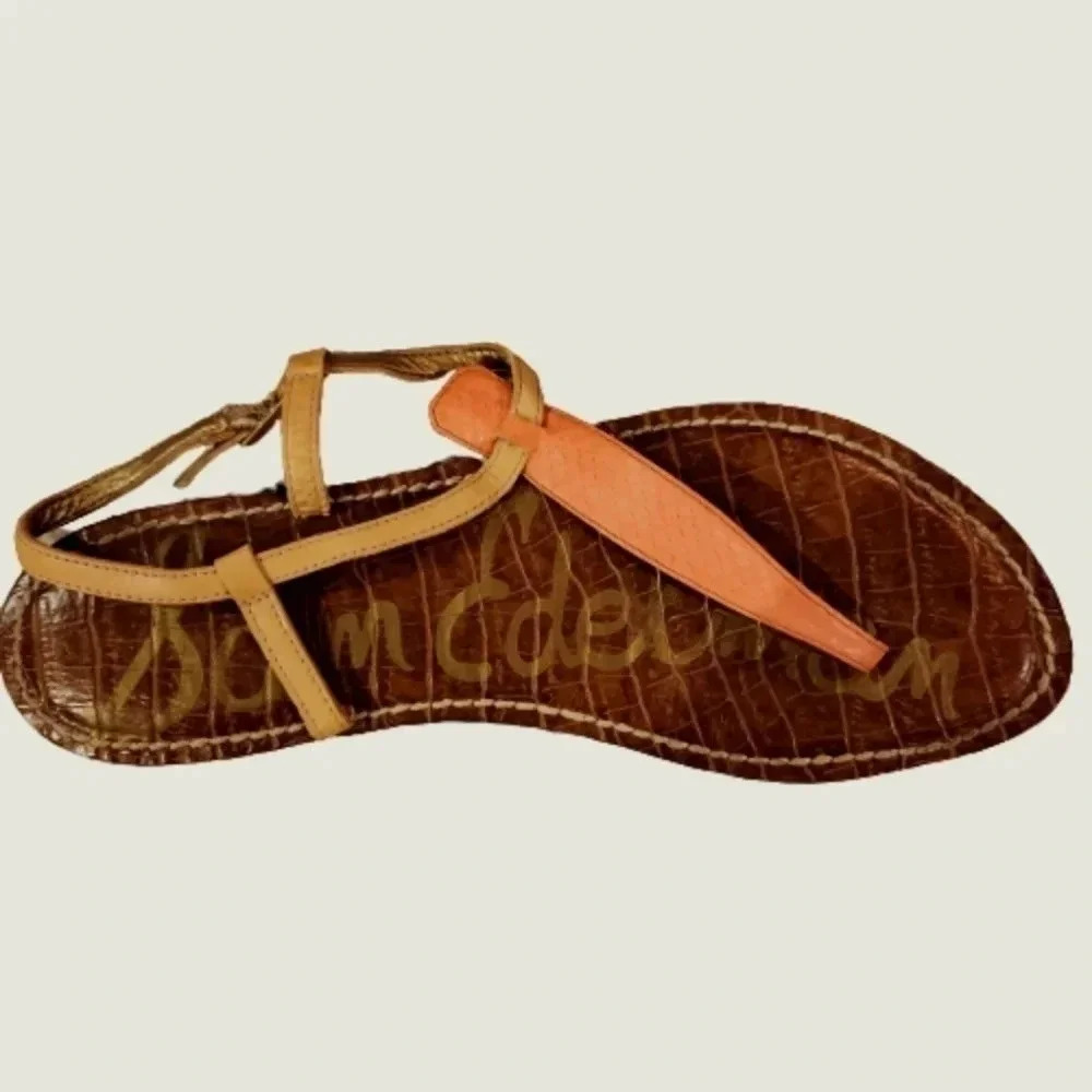 NWOT Sam Edelman brown and orange flat thong sandals Size 7